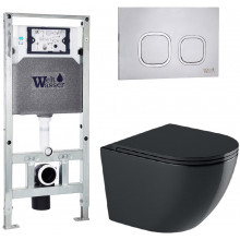 Подвесной унитаз с инсталляцией WeltWasser Amberg 506 ST / Merzbach 041 XL MT-BL / Amberg RD-MT CR 10000010945 черный матовый