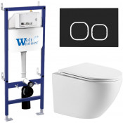 Подвесной унитаз с инсталляцией WeltWasser Bamberg 460 / Merzbach 041 XL GL-WT / Bamberg BL 10000012859 белый глянец