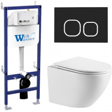 Подвесной унитаз с инсталляцией WeltWasser Bamberg 460 / Merzbach 041 XL GL-WT / Bamberg BL 10000012859 белый глянец