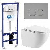 Подвесной унитаз с инсталляцией WeltWasser Bamberg 460 / Merzbach 041 XL GL-WT / Bamberg CR 10000012860 белый глянец