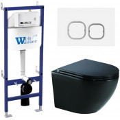 Подвесной унитаз с инсталляцией WeltWasser Bamberg 460 / Merzbach 041 XL MT-BL / Bamberg WT 10000012871 черный матовый