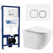 Подвесной унитаз с инсталляцией WeltWasser Bamberg 525 / Merzbach 041 XL GL-WT / Bamberg WT 10000012864 белый глянец