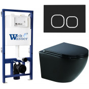 Подвесной унитаз с инсталляцией WeltWasser Bamberg 525 / Merzbach 041 XL MT-BL / Bamberg BL 10000012872 черный матовый