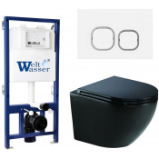 Подвесной унитаз с инсталляцией WeltWasser Bamberg 525 / Merzbach 041 XL MT-BL / Bamberg WT 10000012874 черный матовый