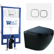 Подвесной унитаз с инсталляцией WeltWasser Bamberg 545 / Merzbach 041 XL MT-BL / Bamberg WT 10000012877 черный матовый