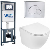 Подвесной унитаз с инсталляцией WeltWasser Marberg 410 / Merzbach 041 XL GL-WT / MAR 410 RD 10000010913 белый глянец