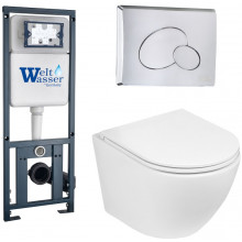 Подвесной унитаз с инсталляцией WeltWasser Marberg 410 / Merzbach 041 XL GL-WT / MAR 410 RD 10000010913 белый глянец