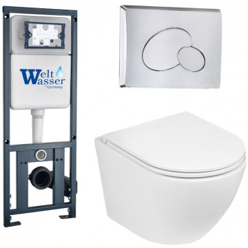 Подвесной унитаз с инсталляцией WeltWasser Marberg 410 / Merzbach 041 XL GL-WT / MAR 410 RD 10000010913 белый глянец