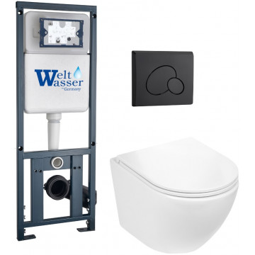 Подвесной унитаз с инсталляцией WeltWasser Marberg 410 / Merzbach 041 XL GL-WT / MAR 410 RD MT-BL 10000010915 белый глянец