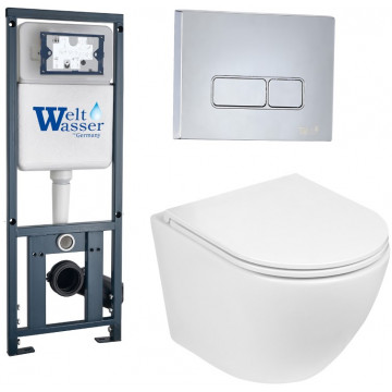 Подвесной унитаз с инсталляцией WeltWasser Marberg 410 / Merzbach 041 XL GL-WT / MAR 410 SE 10000010916 белый глянец
