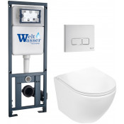 Подвесной унитаз с инсталляцией WeltWasser Marberg 410 / Merzbach 041 XL GL-WT / MAR 410 SE GL-WT 10000010917 белый глянец