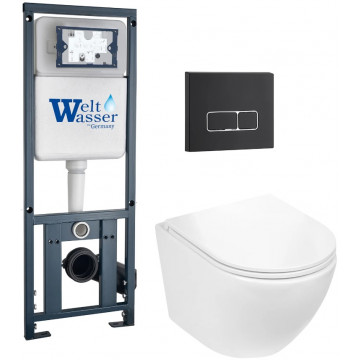 Подвесной унитаз с инсталляцией WeltWasser Marberg 410 / Merzbach 041 XL GL-WT / MAR 410 SE MT-BL 10000010918 белый глянец