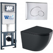 Подвесной унитаз с инсталляцией WeltWasser Marberg 410 / Merzbach 041 XL MT-BL / MAR 410 RD 10000010953 черный матовый