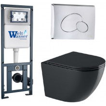 Подвесной унитаз с инсталляцией WeltWasser Marberg 410 / Merzbach 041 XL MT-BL / MAR 410 RD 10000010953 черный матовый
