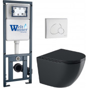 Подвесной унитаз с инсталляцией WeltWasser Marberg 410 / Merzbach 041 XL MT-BL / MAR 410 RD MT-BL 10000010954 черный матовый