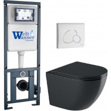 Подвесной унитаз с инсталляцией WeltWasser Marberg 410 / Merzbach 041 XL MT-BL / MAR 410 RD MT-BL 10000010954 черный матовый