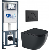 Подвесной унитаз с инсталляцией WeltWasser Marberg 410 / Merzbach 041 XL MT-BL / MAR 410 RD MT-BL 10000010955 черный матовый