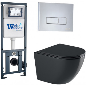 Подвесной унитаз с инсталляцией WeltWasser Marberg 410 / Merzbach 041 XL MT-BL / MAR 410 SE 10000010956 черный матовый