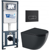 Подвесной унитаз с инсталляцией WeltWasser Marberg 410 / Merzbach 041 XL MT-BL / MAR 410 SE MT-BL 10000010958 черный матовый