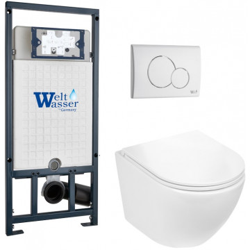 Подвесной унитаз с инсталляцией WeltWasser Marberg 507 / Merzbach 041 XL GL-WT / MAR 507 RD GL-WT 10000010921 белый глянец