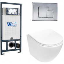 Подвесной унитаз с инсталляцией WeltWasser Marberg 507 / Merzbach 041 XL GL-WT / MAR 507 SE 10000010923 белый глянец