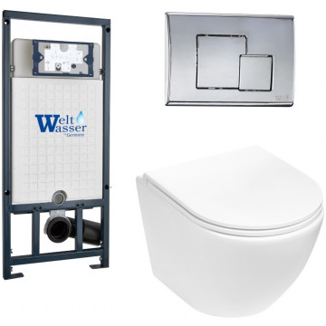 Подвесной унитаз с инсталляцией WeltWasser Marberg 507 / Merzbach 041 XL GL-WT / MAR 507 SE 10000010923 белый глянец