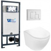 Подвесной унитаз с инсталляцией WeltWasser Marberg 507 / Merzbach 041 XL GL-WT / MAR 507 SE GL-WT 10000010924 белый глянец