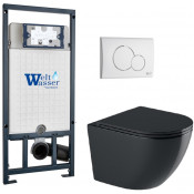 Подвесной унитаз с инсталляцией WeltWasser Marberg 507 / Merzbach 041 XL MT-BL / MAR 507 RD GL-WT 10000010961 черный матовый