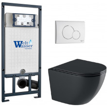 Подвесной унитаз с инсталляцией WeltWasser Marberg 507 / Merzbach 041 XL MT-BL / MAR 507 RD GL-WT 10000010961 черный матовый