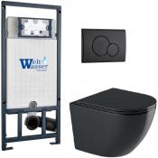 Подвесной унитаз с инсталляцией WeltWasser Marberg 507 / Merzbach 041 XL MT-BL / MAR 507 RD MT-BL 10000010962 черный матовый