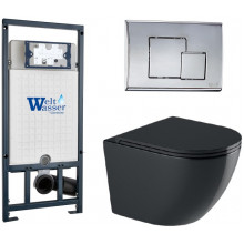 Подвесной унитаз с инсталляцией WeltWasser Marberg 507 / Merzbach 041 XL MT-BL / MAR 507 SE 10000010963 черный матовый
