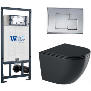 Подвесной унитаз с инсталляцией WeltWasser Marberg 507 / Merzbach 041 XL MT-BL / MAR 507 SE 10000010963 черный матовый