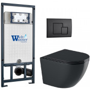 Подвесной унитаз с инсталляцией WeltWasser Marberg 507 / Merzbach 041 XL MT-BL / MAR 507 SE MT-BL 10000010965 черный матовый