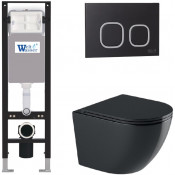 Подвесной унитаз с инсталляцией WeltWasser Amberg 350 / Merzbach 043 GL-BL / Amberg RD-BL 10000012369 черный глянцевый