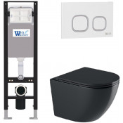 Подвесной унитаз с инсталляцией WeltWasser Amberg 350 / Merzbach 043 GL-BL / Amberg RD-WT 10000012372 черный глянцевый