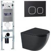 Подвесной унитаз с инсталляцией WeltWasser Amberg 350 ST / Merzbach 043 GL-BL / Amberg RD-BL 10000012171 черный глянцевый