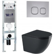 Подвесной унитаз с инсталляцией WeltWasser Amberg 350 ST / Merzbach 043 GL-BL / Amberg RD-CR 10000012172 черный глянцевый