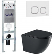 Подвесной унитаз с инсталляцией WeltWasser Amberg 350 ST / Merzbach 043 GL-BL / Amberg RD-WT 10000012174 черный глянцевый