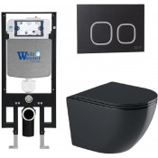 Подвесной унитаз с инсталляцией WeltWasser Amberg 497 / Merzbach 043 GL-BL / Amberg RD-BL 10000012176 черный глянцевый