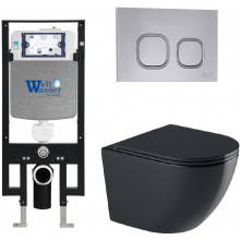 Подвесной унитаз с инсталляцией WeltWasser Amberg 497 / Merzbach 043 GL-BL / Amberg RD-CR 10000012177 черный глянцевый
