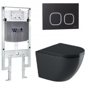 Подвесной унитаз с инсталляцией WeltWasser Amberg 497 ST / Merzbach 043 GL-BL / Amberg RD-BL 10000012181 черный глянцевый