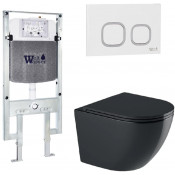 Подвесной унитаз с инсталляцией WeltWasser Amberg 497 ST / Merzbach 043 GL-BL / Amberg RD-WT 10000012184 черный глянцевый