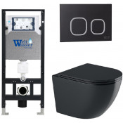 Подвесной унитаз с инсталляцией WeltWasser Amberg 506 / Merzbach 043 GL-BL / Amberg RD-BL 10000012186 черный глянцевый