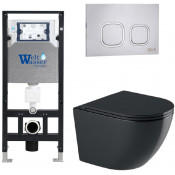 Подвесной унитаз с инсталляцией WeltWasser Amberg 506 / Merzbach 043 GL-BL / Amberg RD-MT CR 10000012188 черный глянцевый