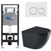 Подвесной унитаз с инсталляцией WeltWasser Amberg 506 / Merzbach 043 GL-BL / Amberg RD-WT 10000012189 черный глянцевый