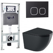 Подвесной унитаз с инсталляцией WeltWasser Amberg 506 ST / Merzbach 043 GL-BL / Amberg RD-BL 10000012191 черный глянцевый