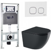 Подвесной унитаз с инсталляцией WeltWasser Amberg 506 ST / Merzbach 043 GL-BL / Amberg RD-WT 10000012194 черный глянцевый