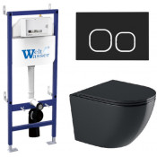 Подвесной унитаз с инсталляцией WeltWasser Bamberg 460 / Merzbach 043 GL-BL / Bamberg BL 10000012881 черный глянцевый