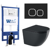 Подвесной унитаз с инсталляцией WeltWasser Bamberg 545 / Merzbach 043 GL-BL / Bamberg BL 10000012887 черный глянцевый