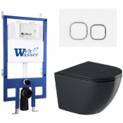 Подвесной унитаз с инсталляцией WeltWasser Bamberg 545 / Merzbach 043 GL-BL / Bamberg WT 10000012889 черный глянцевый